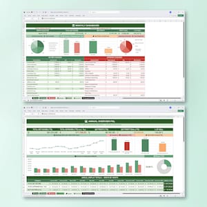 Small Business Bookkeeping Spreadsheet, Income Expense Tracker, Profit Dashboard, Sales Tax, Excel Budget Template, Annual Monthly Overview