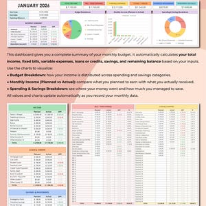Simple 2026 Budget Planner, Excel & Google Sheets Budget Spreadsheet, Budget Paycheck Template, Excel Budget Template, Budget Tracker Sheet