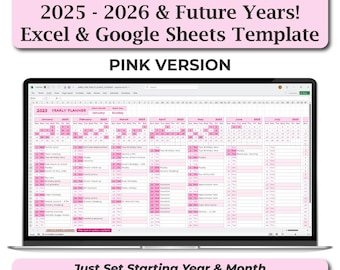 Annual Calendar Spreadsheet, Editable Yearly Planner, 12 Month Event Tracker, Excel Google Sheets Calendar, Any Year Template