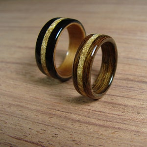 Bentwood Wedding Ring, Rosewood ring, Wedding Supply, Anniversary ring, Wooden ring, Made of Ebony, Cherry, Rosewood and 24K Gold Flakes.