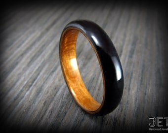 Anneau d’ébène Bentwood bordé d’American Cherry. Alliance Ring-Anniversary Ring-Wooden Ring-custom Ring-Wooden Band-Wedding Band-Promise Ring