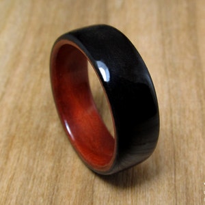 Wooden Ring for Man-Wedding Ring-Anniversary Wood Ring-Wood Ring for Woman-Bentwood Ring-Ebony Lined with Chakote Kok