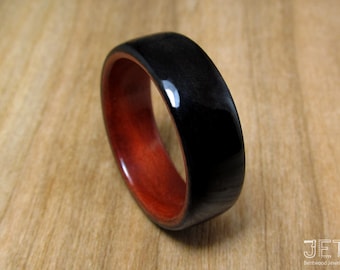 Wooden Ring for Man-Wedding Ring-Anniversary Wood Ring-Wood Ring for Woman-Bentwood Ring-Ebony Lined with Chakote Kok