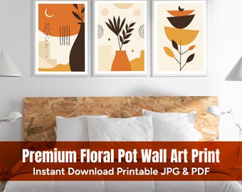 Floral Botanical Wall Art Print: Modern Home Decor (Digital Download JPG & PDF)