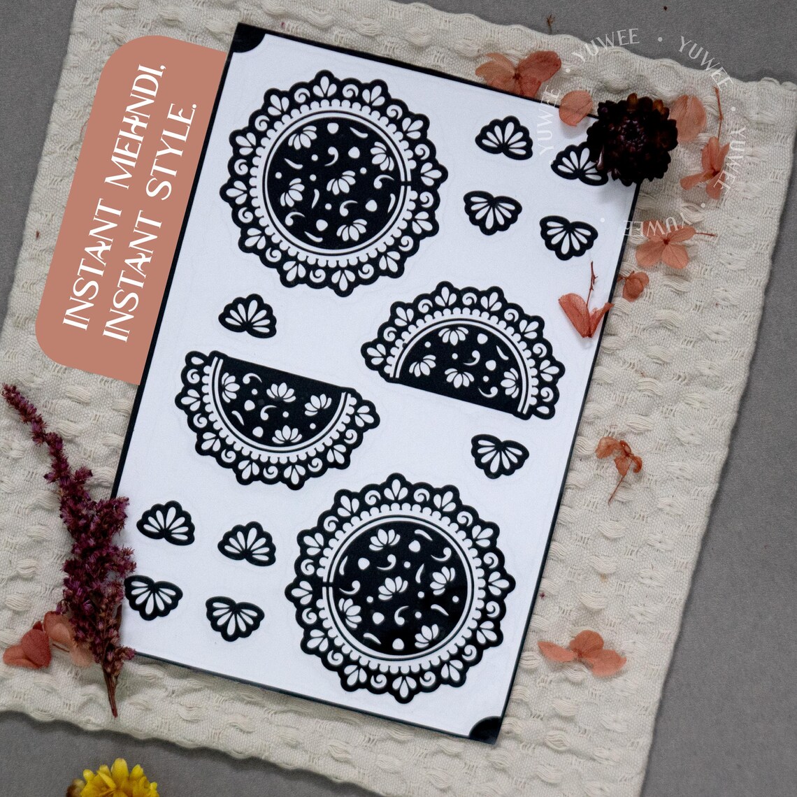 Instant Mehandi Design Instant Mehndi Design Stencil: Easy Henna Stickers - Etsy