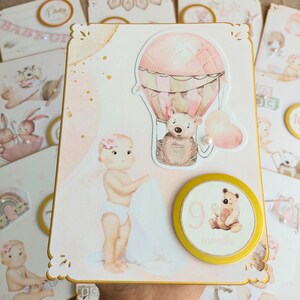 Cartes étapes bébé pour fille - 12 cartes photo personnalisées - Souvenirs artisanaux - Cadeau de naissance