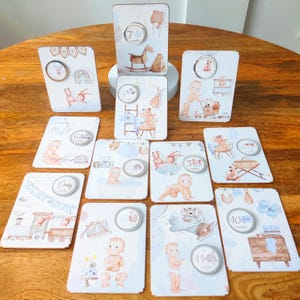 Cartes étapes bébé garçon ma première année en papier, pour immortaliser les premiers mois de votre fils
