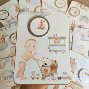 Babymijlpaalkaarten voor jongens - 12 gepersonaliseerde fotokaarten - handgemaakte souvenirs - babyshowercadeau - Lullaby Boy-collectie