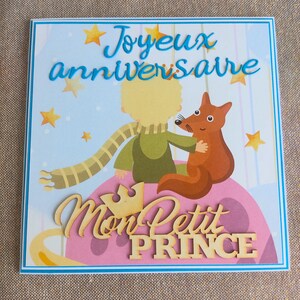 Carte Naissance, Anniversaire, Félicitations – Petit Prince et renard personnalisée – Fait main – Cadeau enfant original – Avec enveloppe Joyeux anniversaire