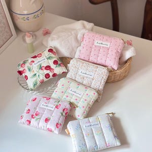 Quilted Zipper Pouch | Coin Purse | Small Makeup Bag | Kawaii Bag | Gift For Her | Card Wallet