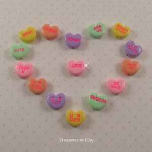 Conversation Hearts - Polymer Clay Beads