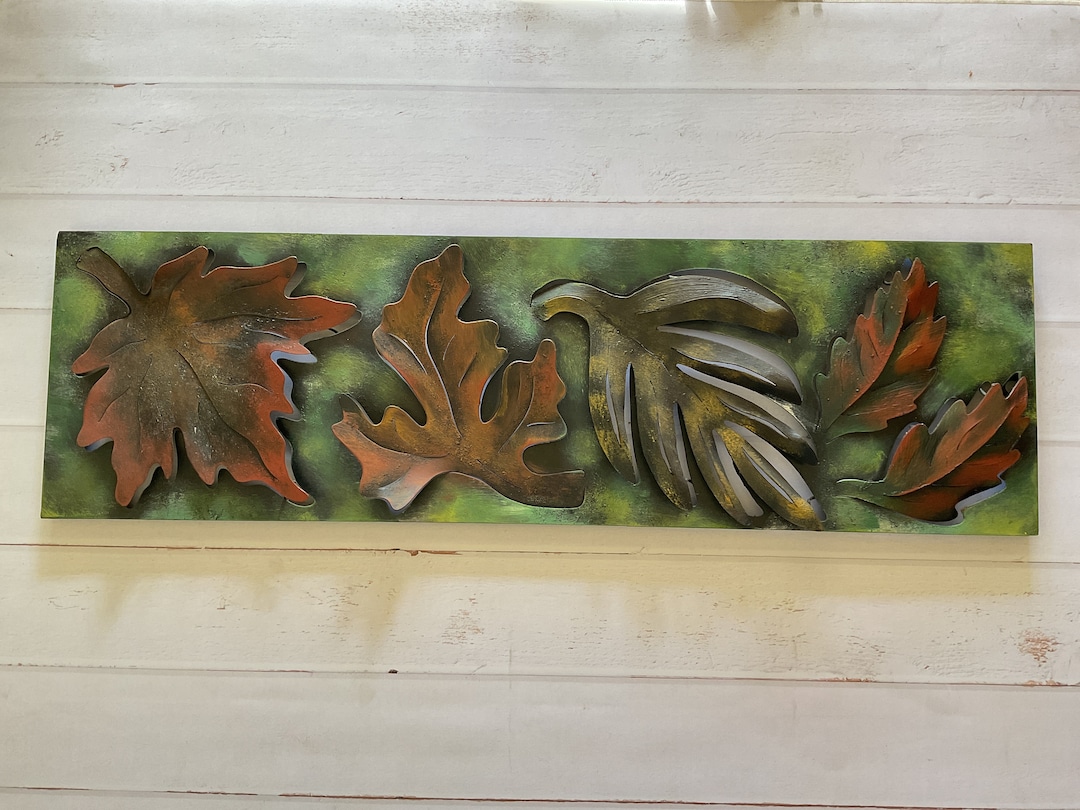 Hand Made Fall Leaves Metal Wall Art Decor Etsy