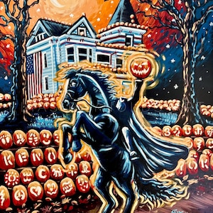 The Headless Horseman at the Kenova Pumpkin House Art Print