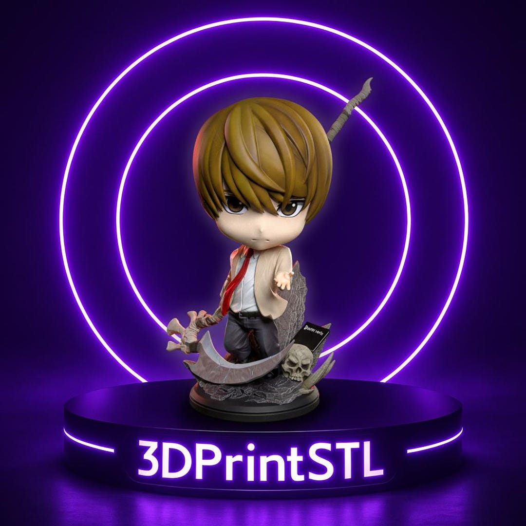 Light Yagami Chibi STL 3D Print File | Death Note Figure STL | Chibi ...