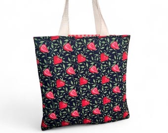 Handmade Quilted Strawberry Tote Bag