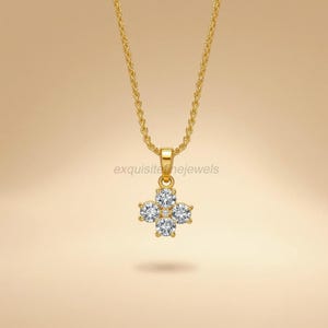 Moissanite Clover Necklace: 14K Gold Lucky Charm, Sterling Silver