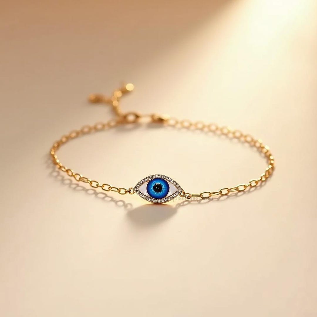 14K Gold Plated Moissanite Evil Eye Bracelet Turkish Nazar Charm Etsy — free download