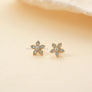 Dainty Floral Earrings, Nature Inspired Jewelry, Minimalist Earrings, 14k Gold Plated, Gift For Her