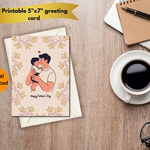 Carte de voeux imprimable Joyeuse fête des pères, père et enfant ensemble