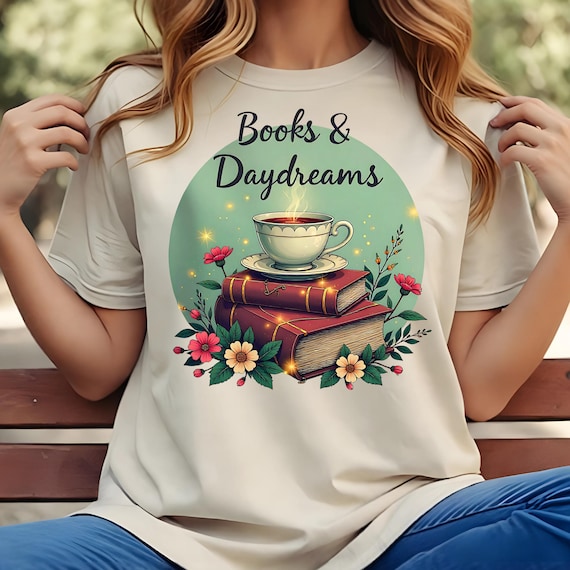 Book And Daydreams, Book Png, Sublimation Design, T-shirt PNG,SVG,JPG ,Svg Design, Bookish Png, Book Lover Png, Vintage Png,Coffe Book png