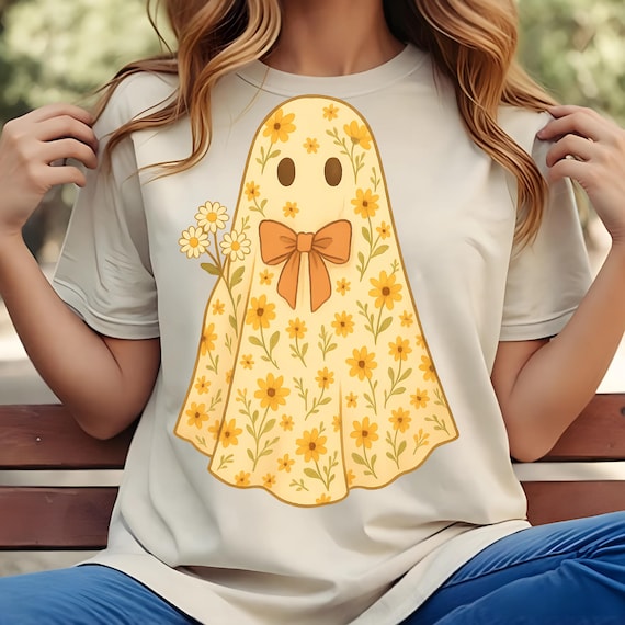 Vintage Halloween Ghost Collage: Retro Floral Design (PNG, SVG, JPG)