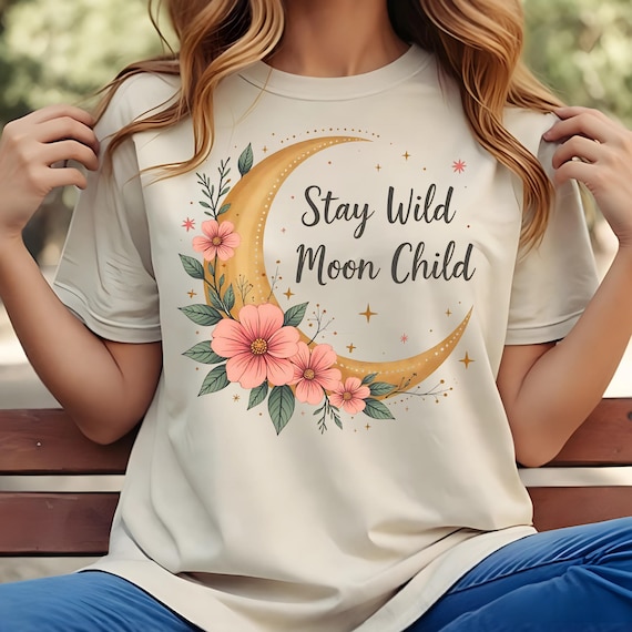 Stay Wild Moon Child Design png, Boho Design, Sublimation Design, Floral Moon Design, T-shirt PNG,SVG,JPG ,Svg Design, Floral Cottagecore