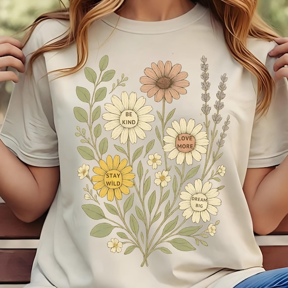 Positive Boho Floral Png, Flowers Png, Mental Health Png, Inspirational Png, Affirmations Png, T-shirt PNG, SVG,JPG, Sublimation Design, Dtf