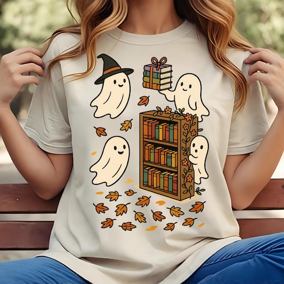 Book Lover Halloween PNG, Ghost Liblary Design, Cute Ghost Book Nerd, Ghost Halloween Design,Ghost Png, Tshirt PNG,SVG,Jpg,Sublimaion Design