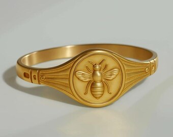 Anillo de sello de abeja de oro: joyería de abeja de plata esterlina o vermeil de oro