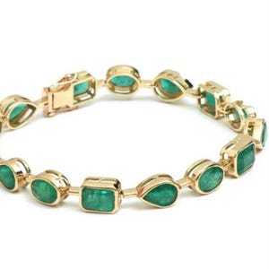 8K Lab Emerald Multi Shapes Tennis Bracelet,14K Gold Emerald Bracelet Lab Emerald Bracelet,Genuine Emerald Bracelet,Bracelet gift for her