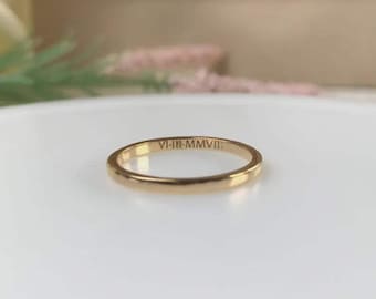 Anello a fascia in argento sterling personalizzato - Incisione interna personalizzata
