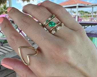 Sterling Silver Emerald Eternity Band Ring: Baguette Stacking Ring
