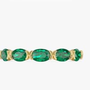 14 kt geelgouden ring met smaragd: East West Stacking BandS-ring met halve omlijsting 925 zilver
