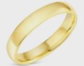 Fede nuziale in stile corte placcata in oro giallo 14k, anello in argento con fascia - incisione interna personalizzata