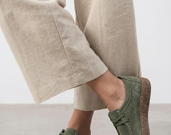 Zapatos de mujer con base de hongo y remaches de cobre, estilo Oxford turco yemení.