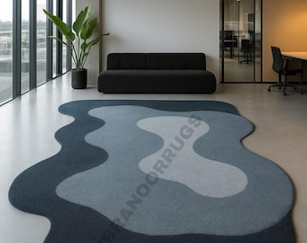 Modern Abstract Area Rug, Irregular Shape Rug, Contemporary Living Room Carpet, Minimalist Designer Rug, Large Statement Area Rug