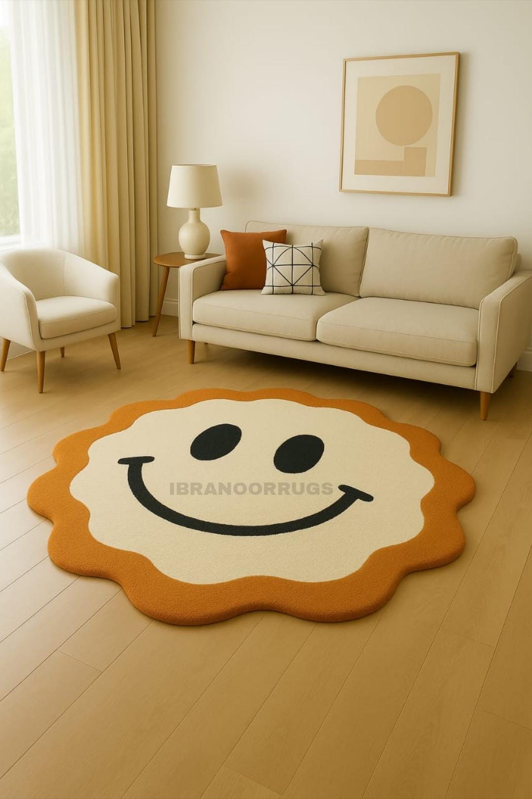Smiley Face Rug Happy Rug Kawaii Floor Mat Modern Boho Home Decor - Etsy
