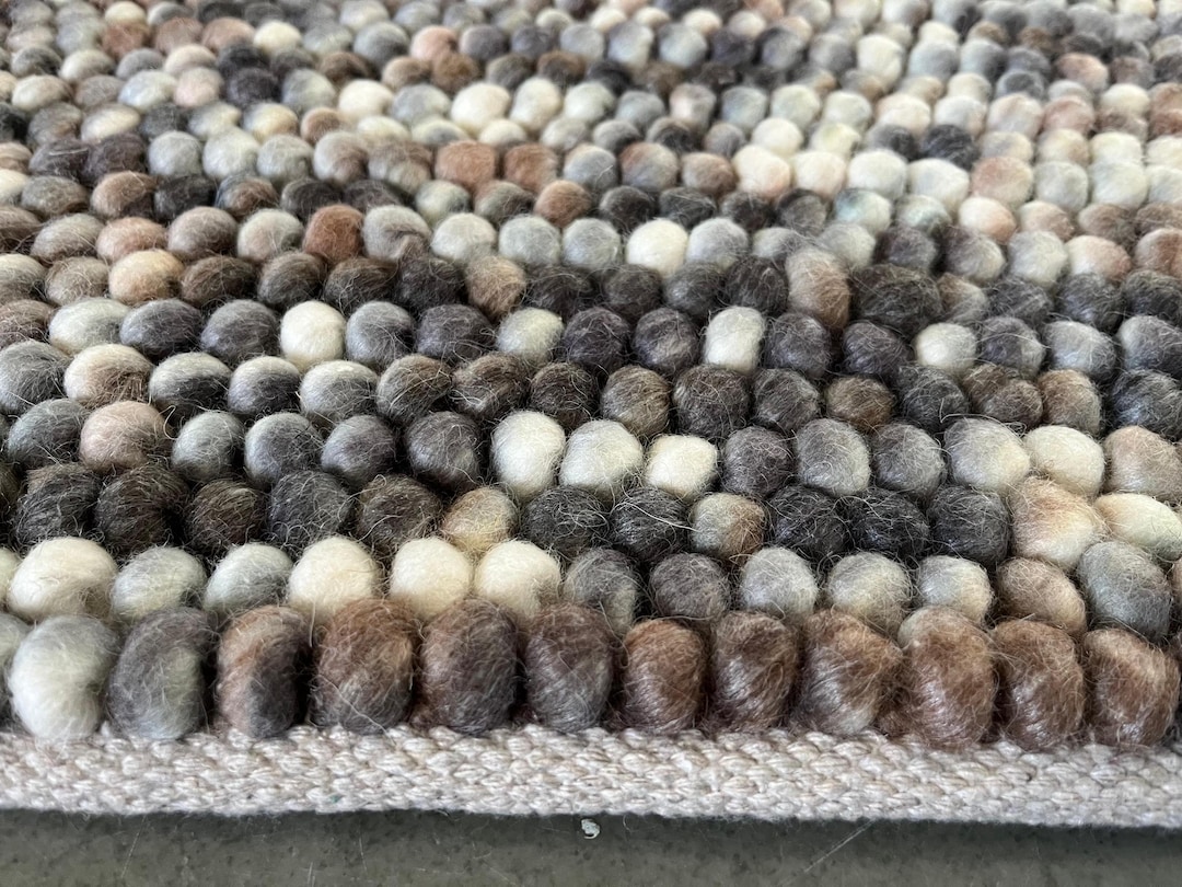 Multicolour Wool Rug Multicolor Chunky Wool Rug – Handwoven Pebble Texture Area Rug - Etsy