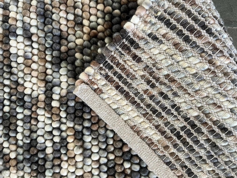 Bumpy Wool Rug Multicolor Chunky Wool Rug – Handwoven Pebble Texture Area Rug - Etsy