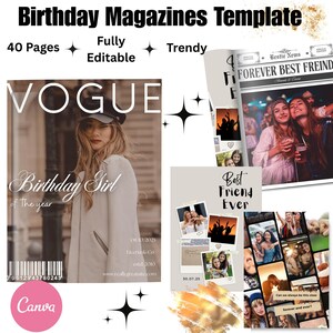 Editable Birthday Magazine Template for Best Friend | Vogue Style Magazine | Editable Canva  Gift | Personalized Birthday Keepsake