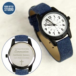 Personalised Engraved Boys Blue Watch - First Holy Communion or Confirmation Gift