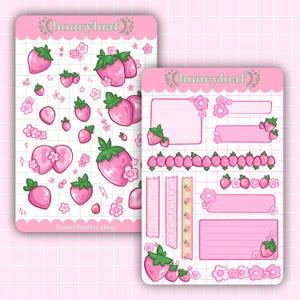 Pink Strawbs Sticker Sheet Bundle