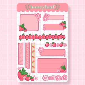 Red Strawbs Journaling Sticker Sheet