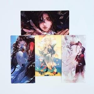 4 tarjetas lenticulares TGCF, Tian Guan Ci Fu, Bendición del Oficial Celestial, Hualian, tarjeta de anime