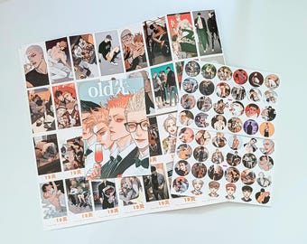 Set de regalo de 19 días de arte de anime: pegatinas, marcapáginas y tarjetas Lomo