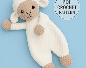 Sheep Lovey Crochet Pattern – Amigurumi Lamb Snuggler PDF, Baby Cuddle Toy