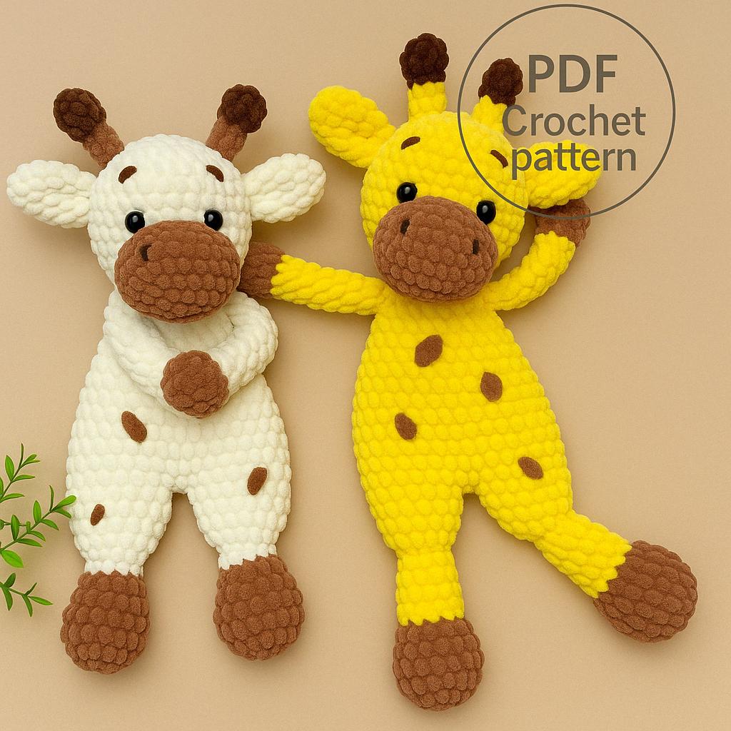 Giraffe Lovey Crochet Pattern – Amigurumi Baby Snuggler Toy PDF Tutorial