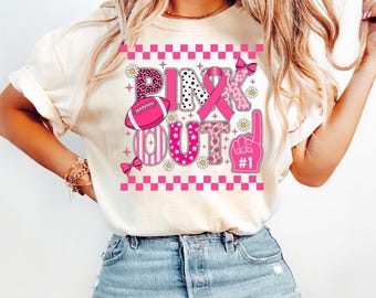 Camiseta contra el cáncer de mama, camiseta rosa, en octubre vestimos de rosa, diseño preppy contra el cáncer de mama, diseño de fútbol americano contra el cáncer de mama, lazo rosa