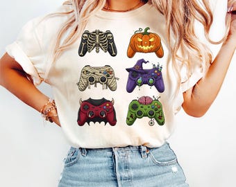 Spooky Gamer Shirt and Tshirt Halloween Game Controller Tee Video Game Lover Shirt For Gamers Horror Halloween Night Players