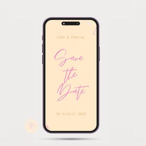 Biglietti d'invito "save the date" con blocchi di colore, rosa-arancio, digitali, personalizzati